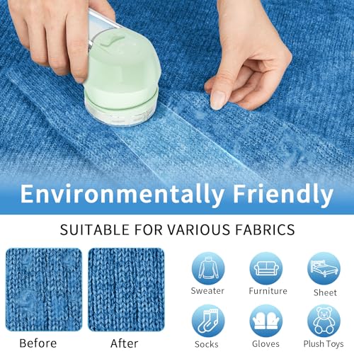 Jueyingbaili Fabric Lint Shaver - Fuzz Remover, With 3 Shave Heights, Battery Operated, Ac120V Electric Sweater Shaver, Light Green thumb #1