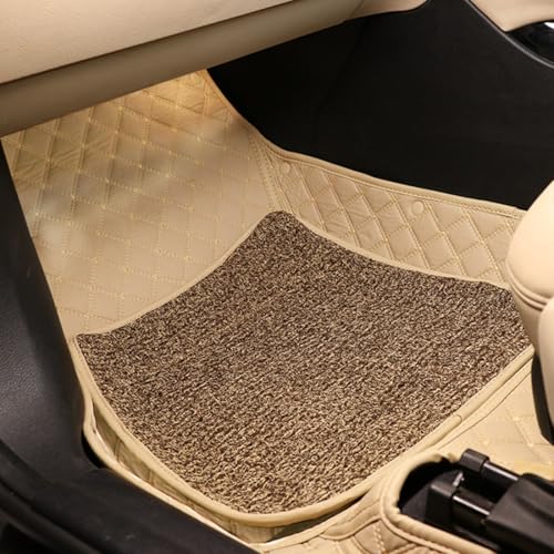 Image of Autofurnish Luxury 7D Car Mat Full Set for Mahindra XUV500 2015-20 || Luxury Leather Dual-Stitch Full Set 7D Car Floor Mat || 100% Waterproof || Color : Beige Beige