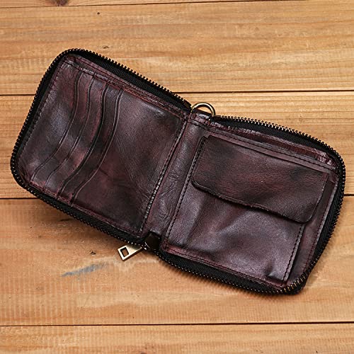 Leather Coin Purse Wallet - Men's Zipper Wallet (Coffee Color)4