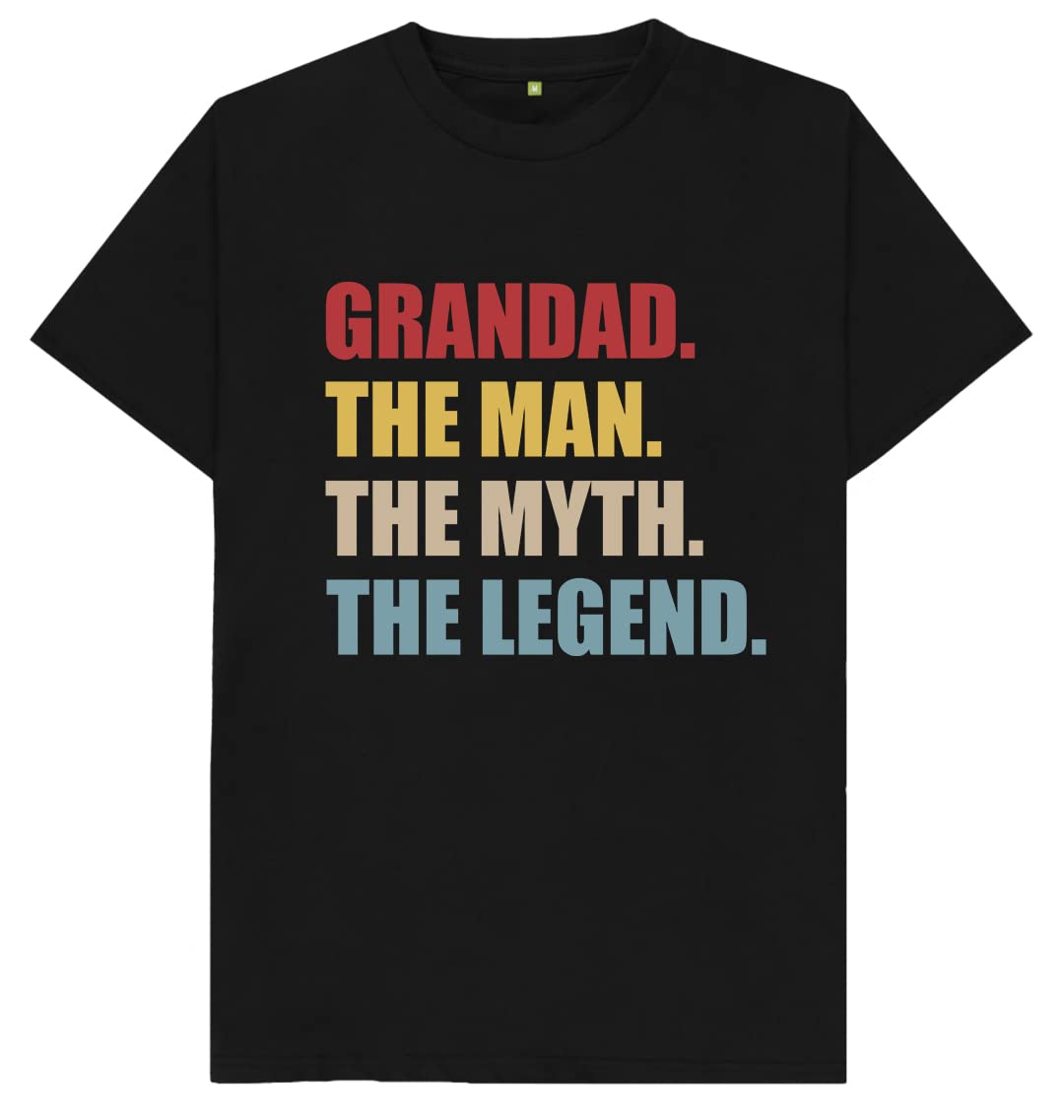Misfits-Apparel Men's Black Grandad The Man The Myth The Legend T Shirt Medium