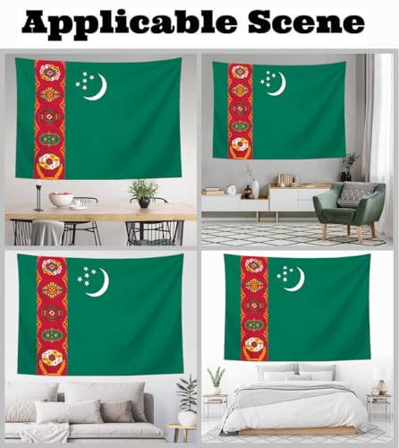 Bannière imprimée drapeau Turkménistan en tissu lavable 230x180 - 5