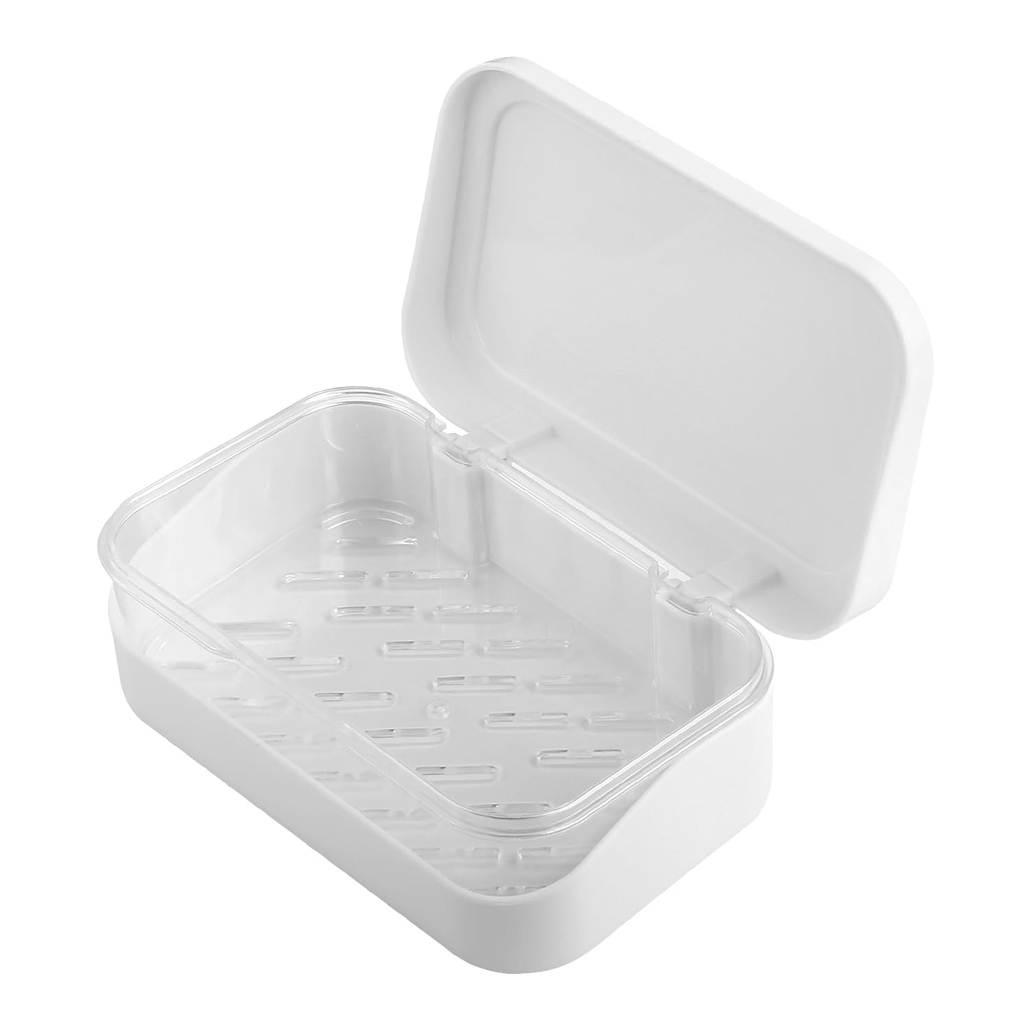 Tabanzhe White Soap Dishes Holder-Portable Soap Bar Case With Removable Drainer And Lid 2 Layers Soap Dish Storage Box Container For Bathroom Shower Home Outdoor Travel Soap Small Accessories(White)