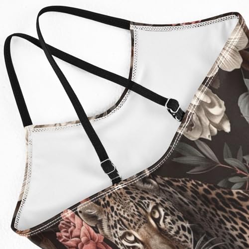 Rose Vintage Leopard Girls One-Piece Swimsuit Beach Bathing Suit4