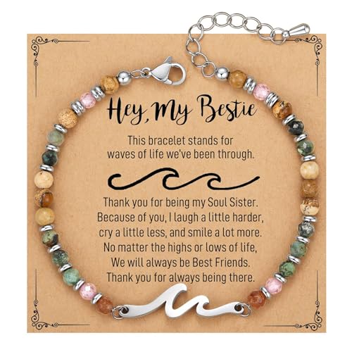 OVIFICEA Friendship Bracelets Sister Gifts for Women, Sister Birthday Gifts, Christmas Stocking Stuffers Wave Charm Bracelets for Teens, Best Friend, Bestie