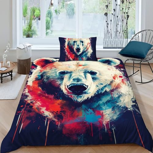 Housse de couette ours en microfibre 135x200 cm avec taie d'oreiller - 3