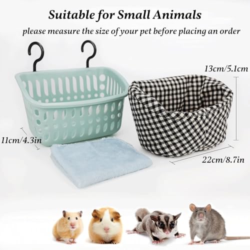 Image of JWShang Rat Hammock for Cage - Small Animal Hanging Basket Bed with Sturdy Hooks, Cozy Pet Rat Cage Accessories for Guinea Pig Chinchilla Sugar Glider Ferret (Blue, L)