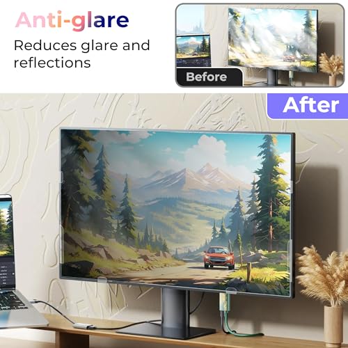 [2 Pack] 24 Inch Computer Privacy Screen Filter for Monitor 16:9 Aspect Ratio, Eye Protection Anti Blue Light Privacy Shield and Anti-Glare Protector, 24inch Removable Anti-Scratch 24in Protector Film - Thumbnail 3