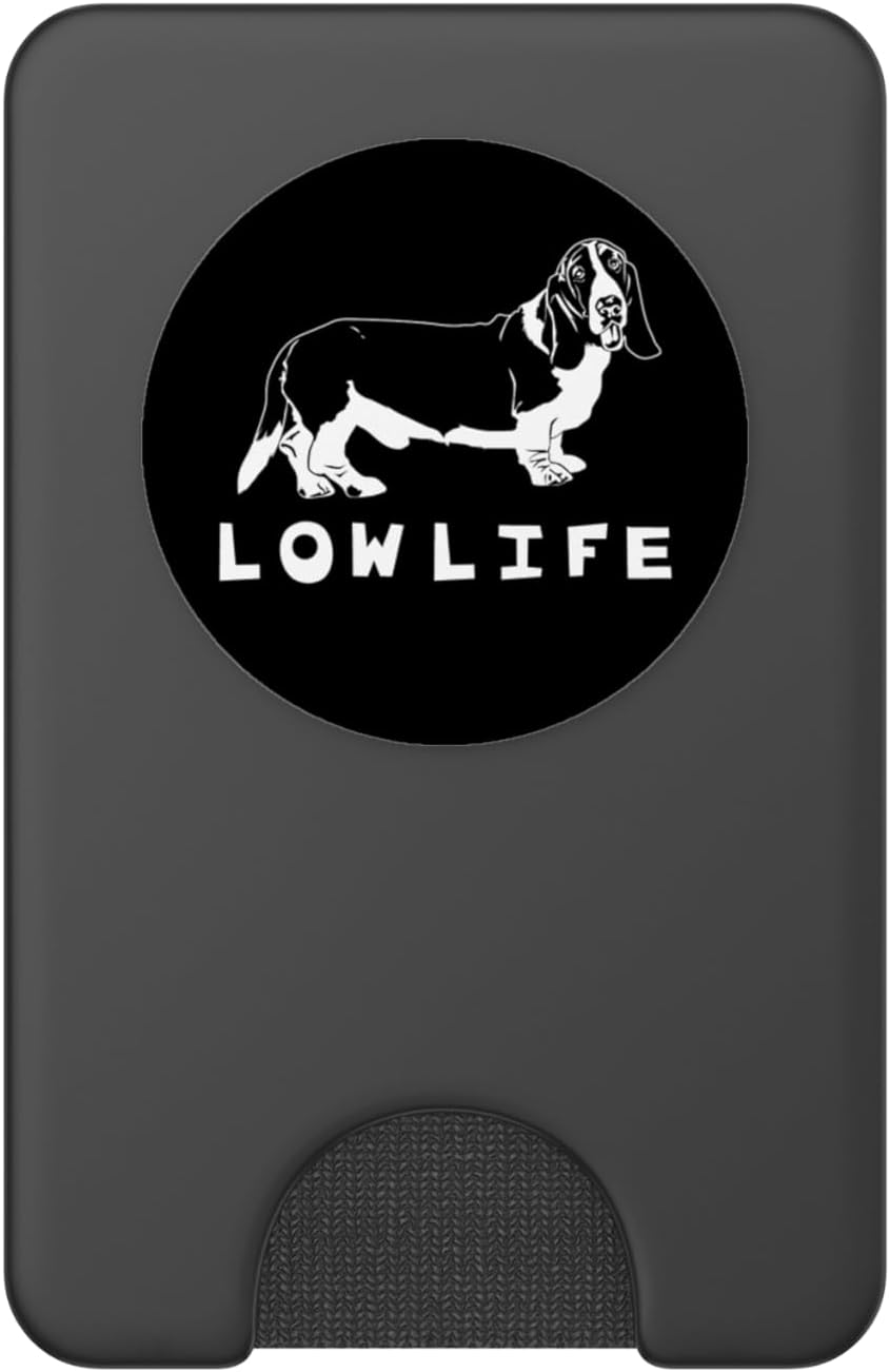 "PopSockets Cell Phone Stands - Smartphones & Tablets - ""Brave New Look Basset Hound Low Life""" PopSockets PopWallet for MagSafe