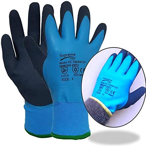 5 Pairs Thermal Insulated Waterproof Winter Work Gloves Fully Latex Coated Cold Safety (XL)