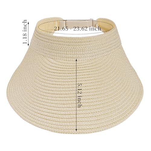 Visera de paja para mujer para sol y playa miniatura 2