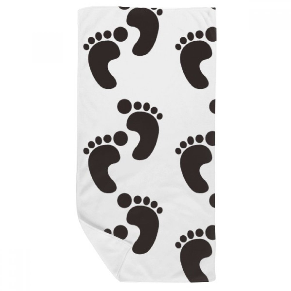 Serviette de toilette douceur premium motif empreinte noire de silhouette