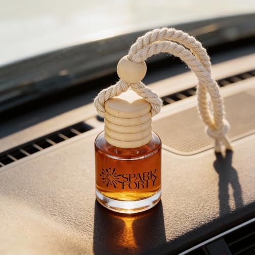 Image of Coffee Car Air Freshener Hanging | Car Perfume, 0.27 fl oz (8 ml) | 30-Day Luxury Glass Diffuser | Gourmand Coffee, Brown Sugar & Vanilla Cream | Long-Lasting Espresso Scent