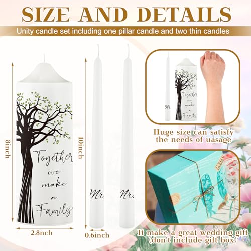 image for Frienda Unity Candles for Wedding Ceremony Set Wedding Unity Taper Can