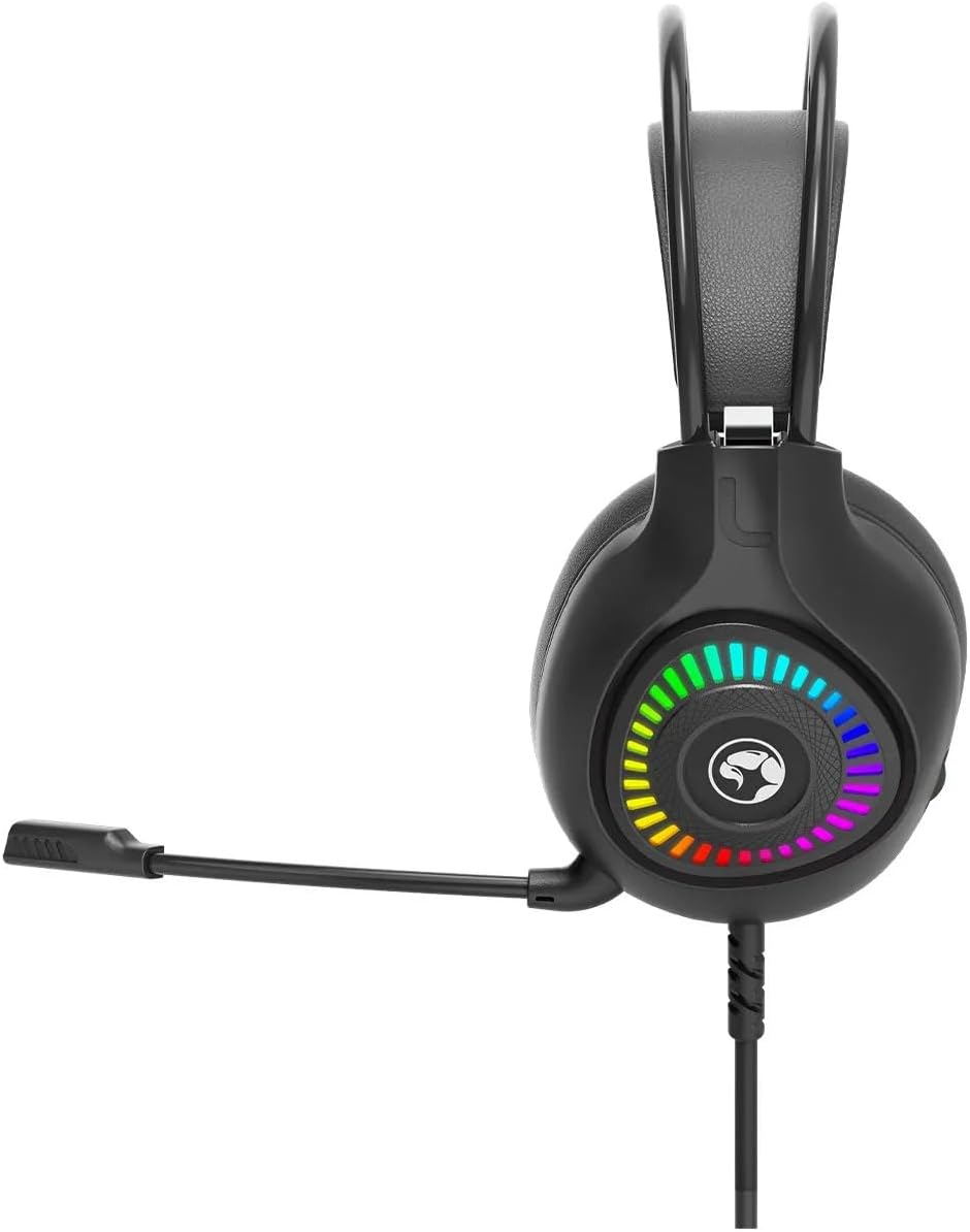 Side view of MARVO H8325 Headphone with microphone extended