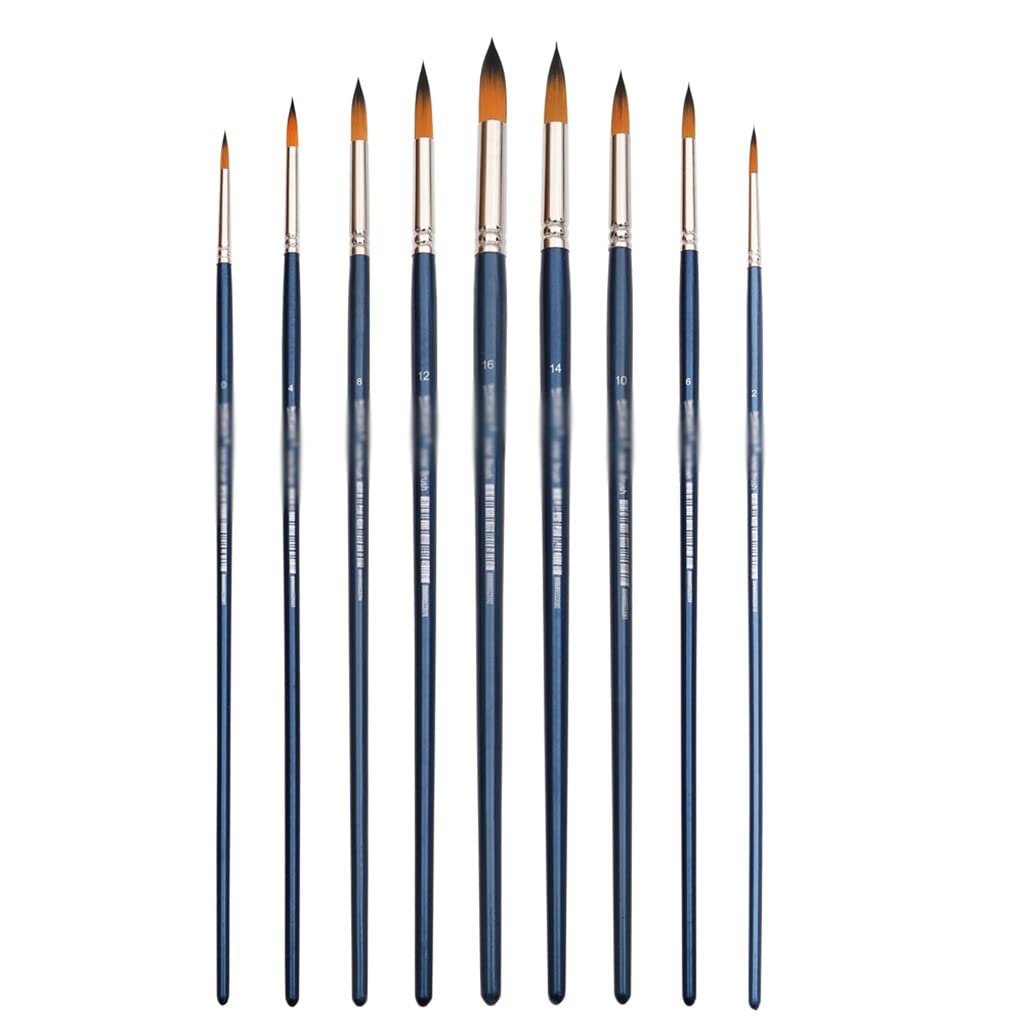 Ensemble De 9 Pinceaux À Pointe Ronde Et Pointue pour Aquarelle, Peinture À l'huile, Manche Long