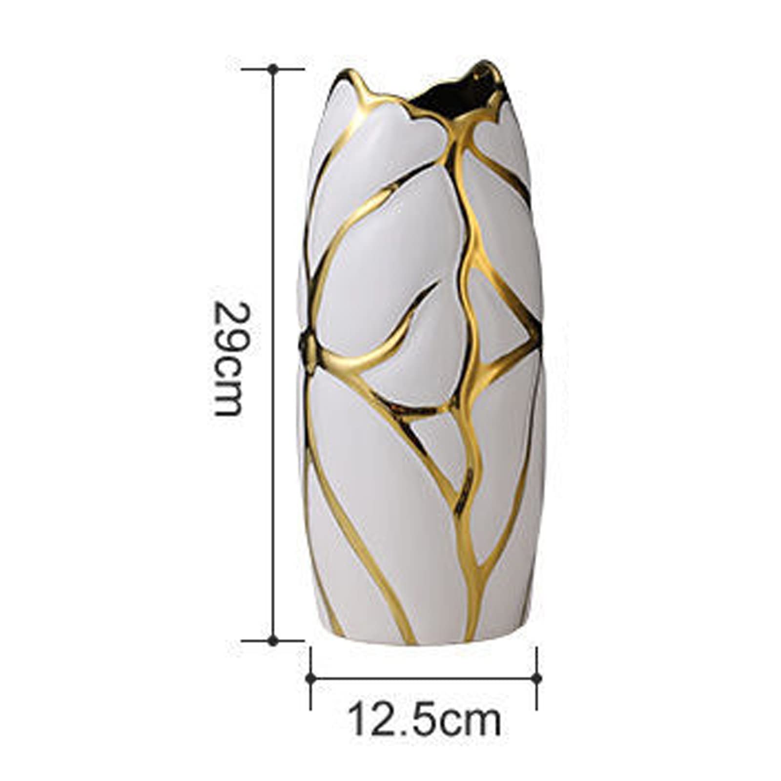 Florero, Moderno jarrón de cerámica de Oro Blanco, Centro de Mesa de Porcelana de Estilo nórdico, jarrón Grande for Flores secas y Artificiales(Marbling)