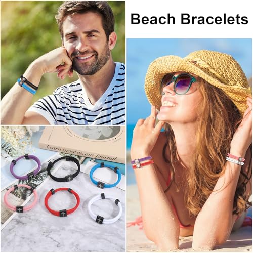 6PCS Christian Jesus Cross Rope Bracelet, Braided Cord Bracelet for Men Women, Nautical Surf Beach Bracelets Gifts Set for Sports, Handmade Woven String Bracelets with Adjustable Knot 6