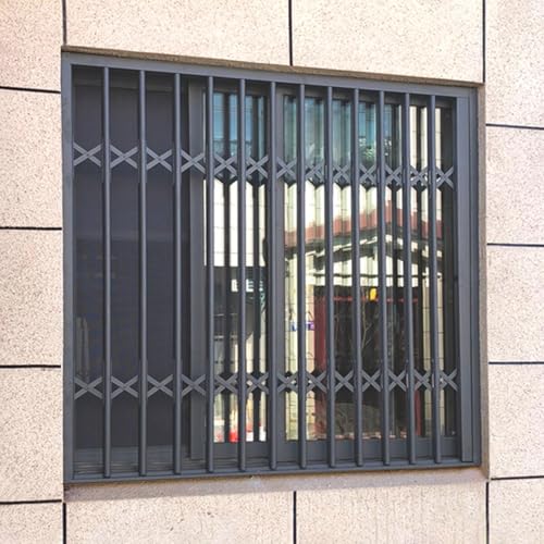 Fenstergitter Einbruchschutz Abschließbares Einbruchgitter/ Fensterschutzgitter, Klappbare Fenstergitter aus Metall, Sicherheitsgitter für Schuppen- Und Kellertüren, Graues Fensterabsperrset(W50xH60cm