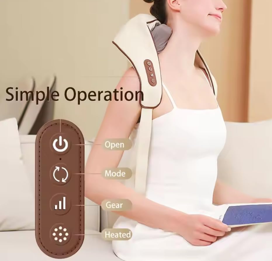 Massaggiatore Collo Schiena Cervicale con Calore, 6D Massaggio Tessuti Profondi, Cuscino Elettrico Massaggiante