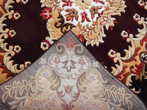 Image of SABIRA Carpet (Size-150x200 Cm / 60x78 in) Modern Floral Area Rug Large Carpet for Living Room, Bedroom & Dining Room, Washable, Non-Slip (Color - Brown)