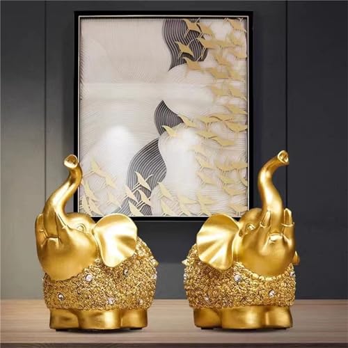 Estatua de Elefante Dorado para Decoración Hogar 2 Piezas miniatura 5