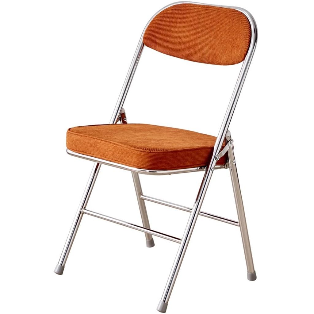 Folding Chairs with Padded Seats Retro Fashion Corduroy Fold Up Chair, Home Metal Backrest Dining Chairs, Reception Chairs, Load-Bearing 200kg/