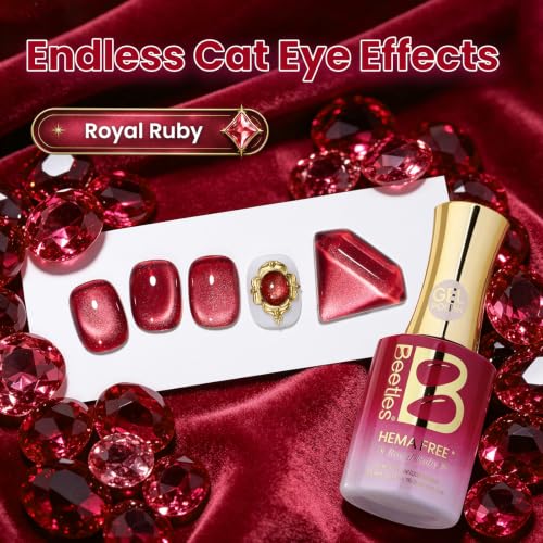 Image of Beetles Red Glass Cat Eye Gel Nail Polish,Royal Ruby Gel