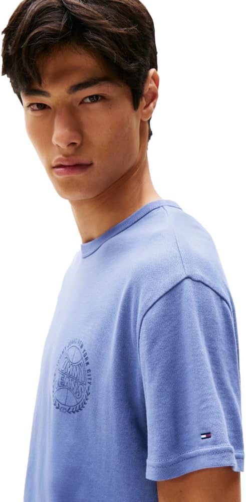 Tommy Jeans Mens Short Sleeve Cotton T-Shirts with Basketball Graphic - Image 2