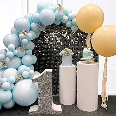 Shimmer Wall Backdrop 24PCS Black Sequin Panels Square Shimmer Backdrop Decoration Photo Backdrops for Birthday Wedding Engagement Anniversary Parties Decoration Cover