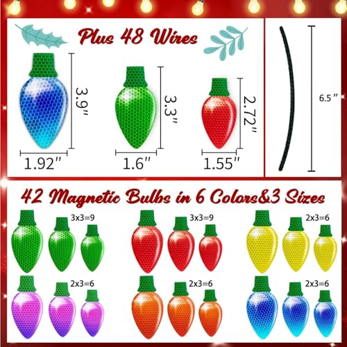 Set 90 imanes decorativos navideños en forma de bombilla y alambre miniatura 5
