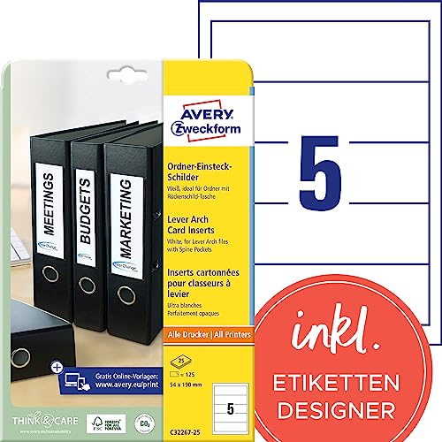 AVERY Zweckform C32267-25 Ordnerrücken Einsteckschilder...