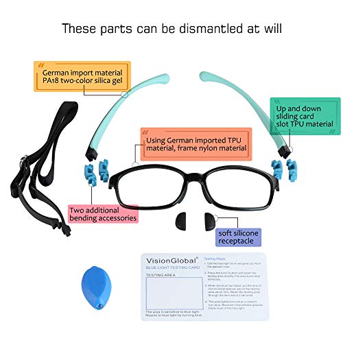 Image of VisionGlobal Blue Light Blocking Glasses for kids, Anti Eyestrain and Blurry, Computer Glasses, Anti Glare