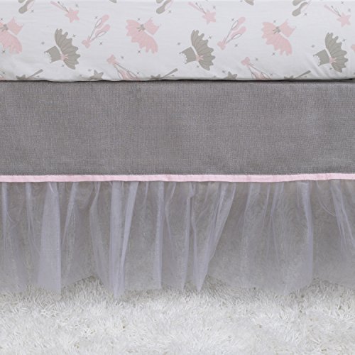 Nojo Ballerina Bows 4 Piece Nursery Crib Bedding Set, Pink/Silver/White #TOP5