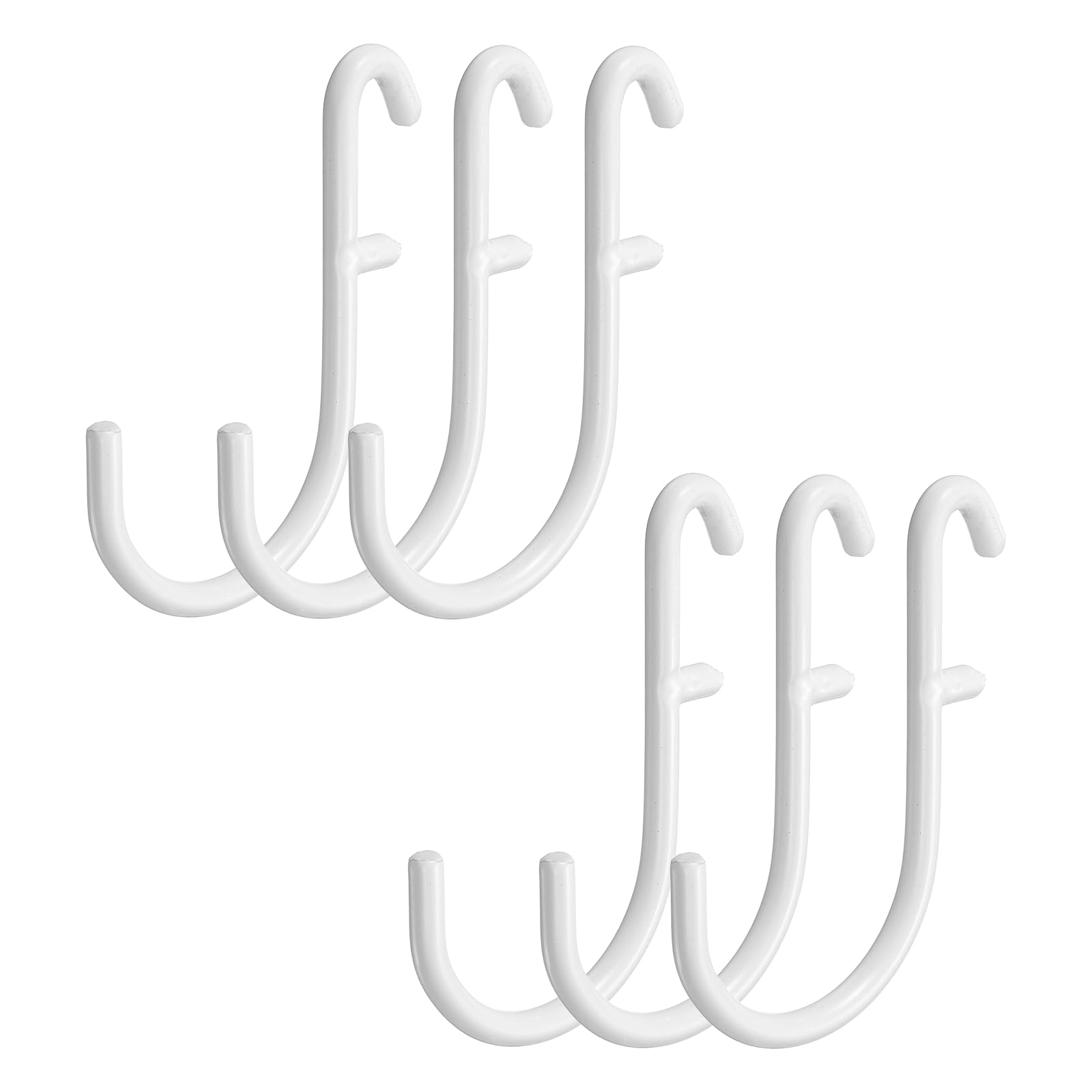 sourcing map 6Pcs Pegboard Hooks, 1.7 x 2.8 in Metal Peg Board Hooks for Hanging Fit 5x16mm Hole Long Metal Storage Hook l Shape Hanging Accessories, Home Garage Office Wall Organizer, White