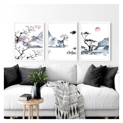 Décor de salon moderne avec tableau cerisier 50x70 - 3