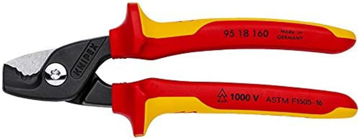 KNIPEX - Cable Shears with StepCut Edges, 1000V Insulated (95 18 160 SBA)