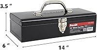 Vista 7 de Pro-Lift Caja de herramientas de acero – Caja de herramientas de metal de 14 pulgadas portátil con asa – Cierre de pestillo de metal resistente