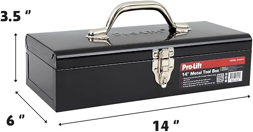 Miniatura 7 de Pro-Lift Caja de herramientas de acero  Caja de herramientas de metal de 14 pulgadas portátil con asa  Cierre de pestillo de metal resistente, caja