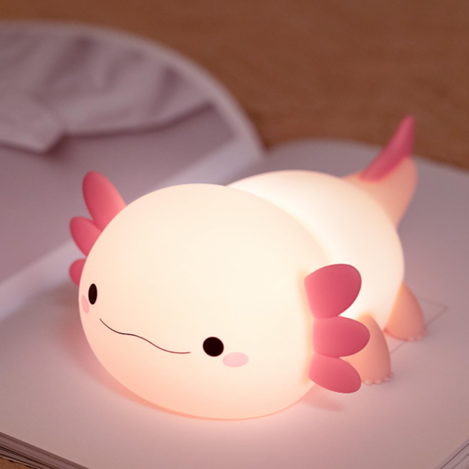 Myratts Axolotl Night Light for Kids, Animal Silicone Night Lamp, Rechargeable Table Lamp Bedside Lamp,Cute Room Decor Light for Bedroom,Living Room,