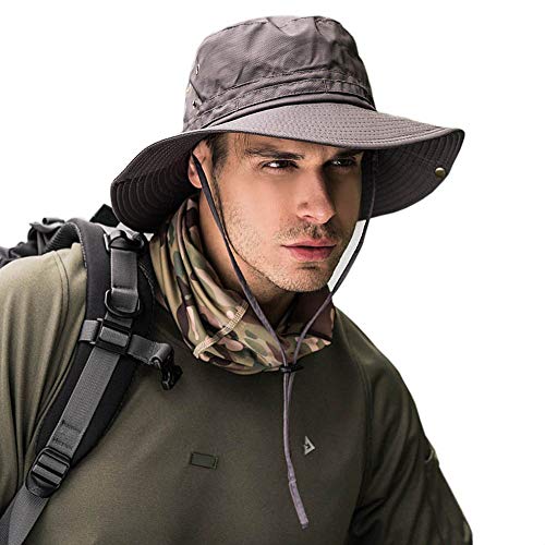 Dsaren Sombrero de Ancho Brim Hombres Sombrero de Pescador Camuflaje del Ejército para Exteriores Pesca Camping Ciclismo Caza Golf Senderismo (Café)