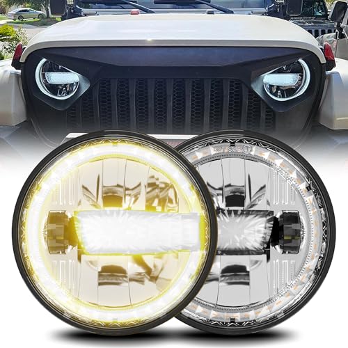 TopAutoGear 1000% Bright 7 Inch Round LED Headlight H6024 for Car, DOT Anti-glare DRL Turn Signal Driving Lights, High and Low Sealed Beam, Compatible with Jeep Wrangler JK JKU TJ LJ Chevy Ford etc.