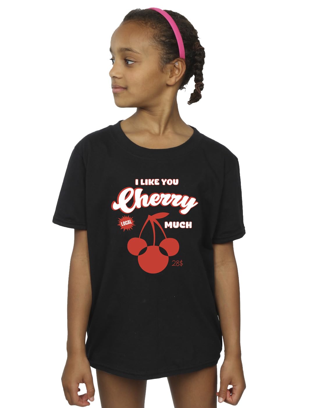 Absolute Cult Girls Black Disney Minnie Mouse Cherry Much T-Shirt 3-4 Years