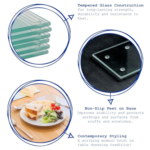 Harbour Housewares Rectangle Glass Placemats & Round Coasters Set - 30cm x 20cm - Clear - 12pc Heat-Resistant Non-Slip Rectangle Home Kitchen Dining Table Dinner Plate Place Mat Mats Set - Cosy Home Interiors Harbour Housewares Rectangle Glass Placemats & Round Coasters Set - 30cm x 20cm - Clear - 12pc Heat-Resistant Non-Slip Rectangle Home Kitchen Dining Table Dinner Plate Place Mat Mats Set - Image 2