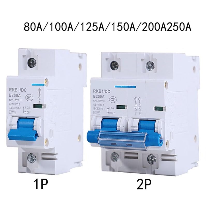 1PCS 1P/2P DC Circuit Breaker 12/24/48/60/120V 80A 100A 125A 150A 200A 250A Solar RV Yacht Battery Short Circuit Protection Switch(1P,80A)