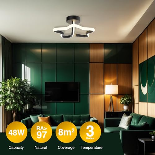 Image of LED Decorative Ceiling & Wall Light | Up to 50W Rated (48W Working Output) | Dual Mount Design | 3 Colour Mode (Warm /Natural /Cool White) | Modern LED Light for Home (Star)