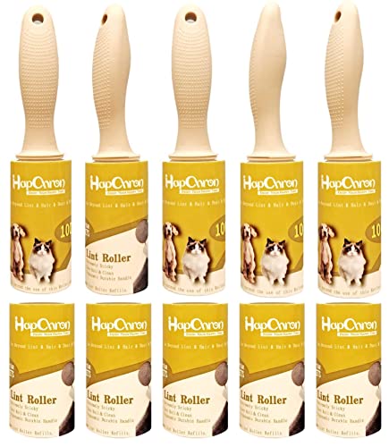 Hapchron Super Bundle Lint Rollers And Refills, Total 1000 Sheets (5 Handles + 10 Refills) #TOP7