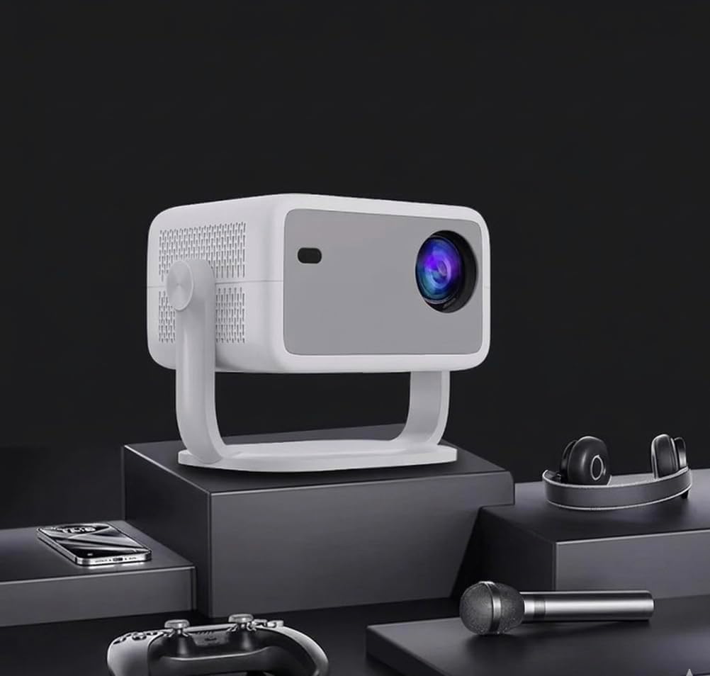 Smart Mini Projector with WiFi & Bluetooth, Native 1080P Full HD Portable Projector with Auto Focus & Keystone, Built‑In Apps, HDMI/USB, Small Home Theater Movie Projector for Indoor & Outdoor Use
