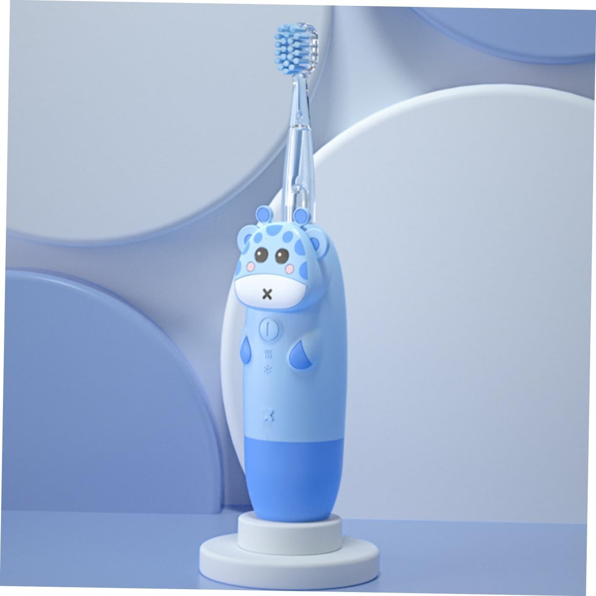 Childrens Electric Toothbrush with Colorful LED Lights Sonic Frequency Ergonomic Handle for Comfortable Grip for Healthy Oral Care Includes Blue Brush Heads Battery Design