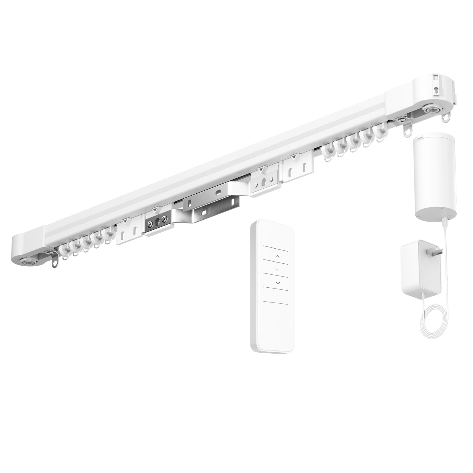 Olide DIY Wifi Smart Automatic Curtain Motor Track System,Compact Automatic curtains motor，Compatible with Smart Speakers and Tuya Smart Mobile APP，length can be customized (2.2M Track)