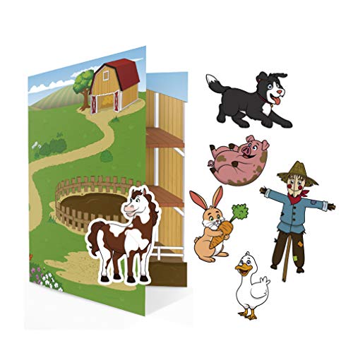 Preisvergleich Produktbild Galoxee Magnetisches Spielbuch Bauernhof - Magnetbuch mit Zwei großen Spielszenen - extra viele Kinder Magnete (42 St) - Magnet Reisespiel mit Tasche - Tier Magnete - ab 4 Jahre